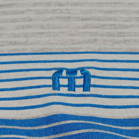 Travis Mathew Polo Shirt Mens XXL Gray Striped Golf Tennis Modal-Blend - Picture 11 of 16